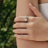 Smiley® Daisy Heart Silver Two-Tone Triple Flower Ring